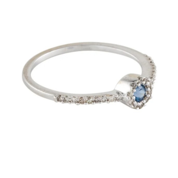 RING 14K White gold Sapphire and Diamond Cocktail ring size 6.5 - Picture 8 of 9